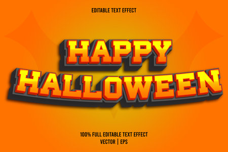 Happy halloween editable text effect comic style orange colorのイラスト素材