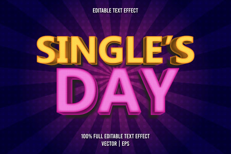 Single's day editable text effect comic styleのイラスト素材