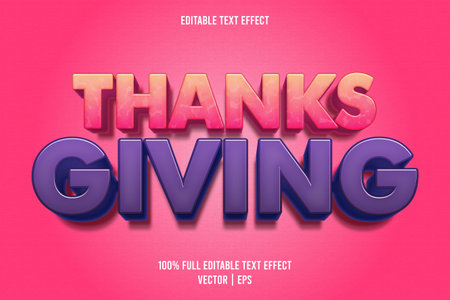 Thanksgiving editable text effect cartoon styleのイラスト素材