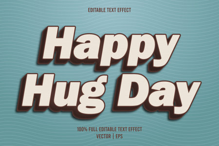 Happy hug day editable text effect embossed cartoon styleのイラスト素材