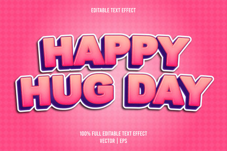 Happy hug day editable text effect comic styleのイラスト素材