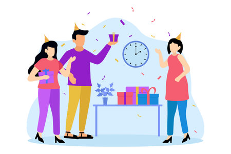 Birthday Party Flat Design Illustrationのイラスト素材