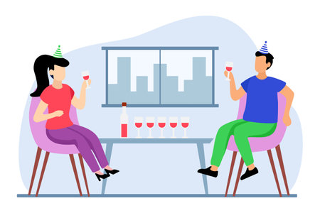 Birthday Party Flat Design Illustrationのイラスト素材