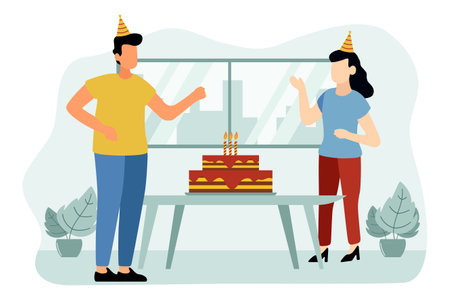 Birthday Party Flat Design Illustrationのイラスト素材
