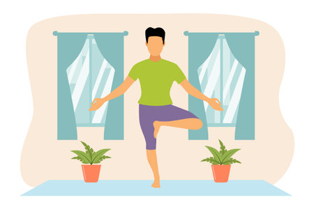 Yoga Flat Designのイラスト素材