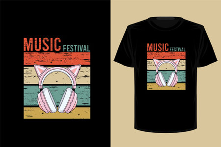 Music festival retro vintage t shirt designのイラスト素材
