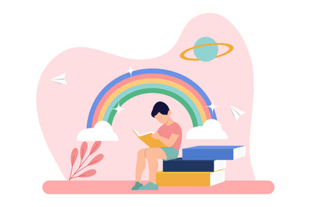 World Book Day Flat Design Illustrationのイラスト素材