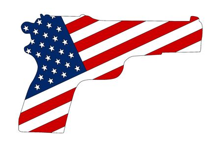 Hand pistol gun silhouette with american flag vectorのイラスト素材