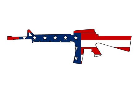 Semi automatic rifle with american flag vector illustration - Perfect for sticker, icon,poster,backgrounds,sign,symbol etcのイラスト素材
