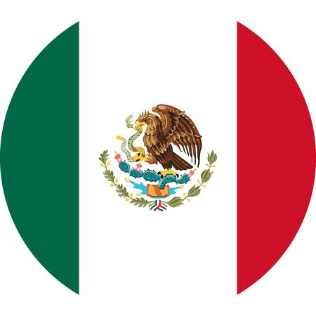 Mexican flag round icon or mexico flag sticker vector illustration -Badge,sticker,label,banner,background, wallpaper, symbol, icon etc.のイラスト素材