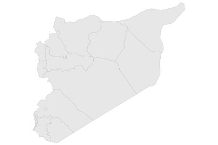 Syria political map with boundaries vector illustration. Gray background.のイラスト素材