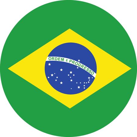 Brazil round flag icon vector illustration. Brazilian flag glossy button.のイラスト素材
