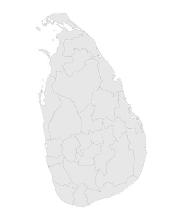 Srilanka political detailed map vector illustration. Light gray color.のイラスト素材