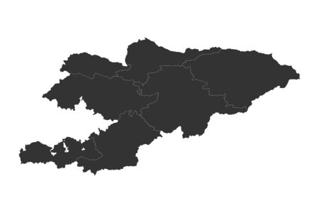 kyrgyzstan political map highlighted gray vector illustration.のイラスト素材