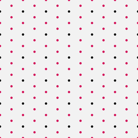 Retro polka dots seamless pattern white background. Pink, black. Perfect for backgrounds, backdrop, wallpaper, children dress designs, fabric etc,のイラスト素材