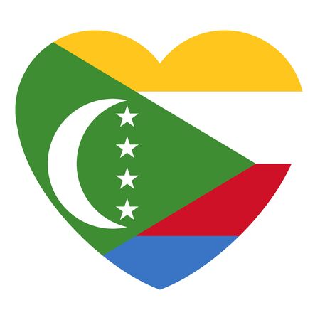 Comoros flag heart shape vector graphics design. Perfect for sticker, icon, greeting cart, backdrop etc.のイラスト素材