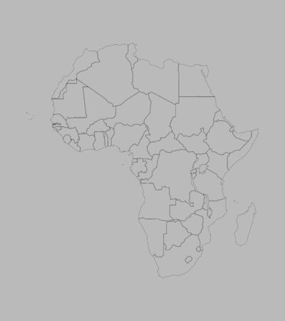 Africa political map outline vector illustration. Gray background.のイラスト素材