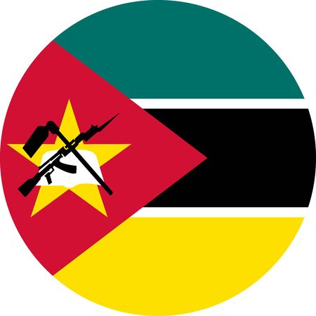 Mozambique round flag icon vector graphics design. Perfect for backgrounds, backdrop, sticker, icon, sign, symbol, label, badge and wallpapers.のイラスト素材