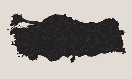 Turkey map with provinces vector illustration background. Black, coffee white. Perfect for business concepts, backgrounds, backdrop, poster, sticker, banner, label and wallpaper.のイラスト素材