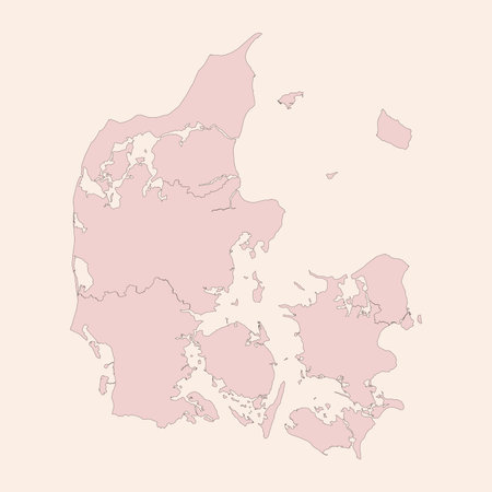 Denmark political provinces map. Vintage pink shade background vector. Perfect for business...