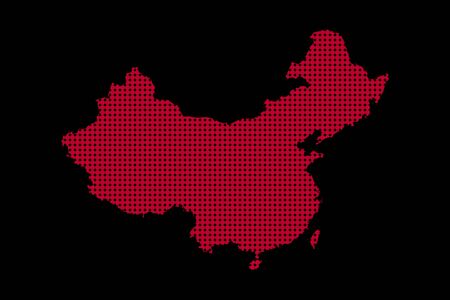 China map rhombus red dotted pattern vector. Black background. Perfect for business concepts, backdrop, backgrounds, pattern fill and wallpapers.のイラスト素材