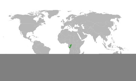 Republic of congo highlighted green on world map. African country. Perfect for business concepts, backgrounds, backdrop, poster, chart, banner, label, sticker and wallpapers.のイラスト素材