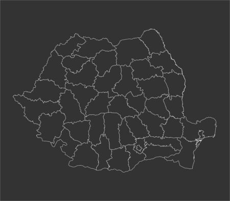 Romania map white outline. Dark charcoal background. Business concepts and backgrounds.のイラスト素材