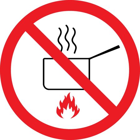 No cooking sign. Prevent fire accidents in office or industry.のイラスト素材