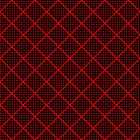 Red dots rhombus seamless pattern vector. Black background. Perfect for fabric designs, backdrop, backgrounds, pattern fill and wallpapers.のイラスト素材