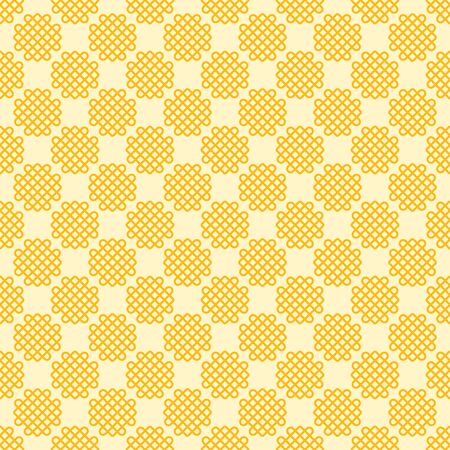 Abstract knot seamless pattern ecru white with yellow background. Fabric texture design, wallpaper and tile.のイラスト素材