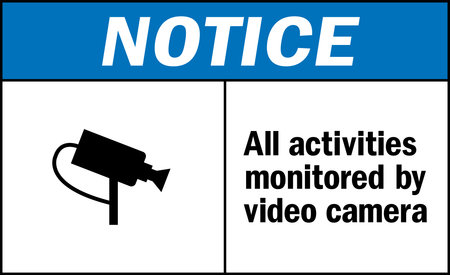 All activities monitored by video camera notice sign. Security signs and symbols.のイラスト素材