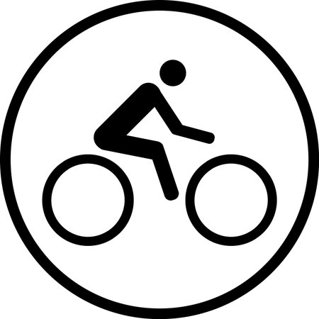Cycling exercise sign graphics design. Circle white background. Signs and symbols.のイラスト素材