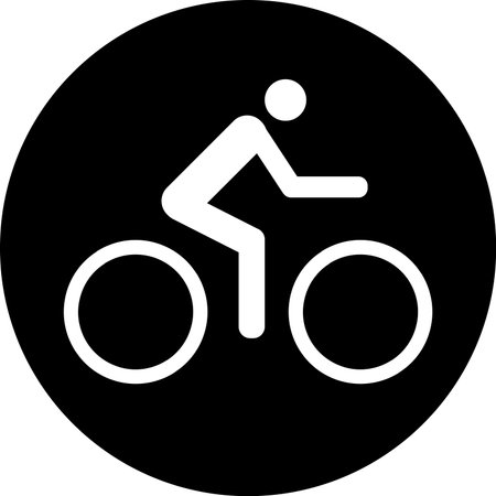 Cycling sports icon vector graphics design. White on black background.のイラスト素材