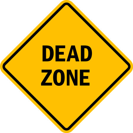 Dead zone sign. Black on yellow diamond background. Road signs and symbols.のイラスト素材