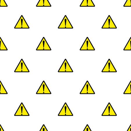 Exclamation warning sign seamless pattern background. Security signs and symbols.のイラスト素材