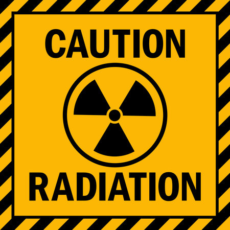 Caution radiation hazard sign with concrete stripes background.のイラスト素材