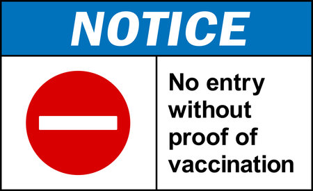 No entry without proof of vaccination. Covid-19 safety signs and symbols.のイラスト素材