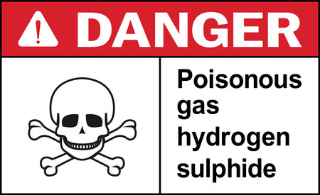 Poisonous gas hydrogen sulphide danger sign. Hazardous chemical warning signs and symbols.のイラスト素材