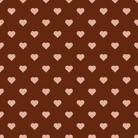Peach color heart seamless pattern vector chocolate brown background.のイラスト素材