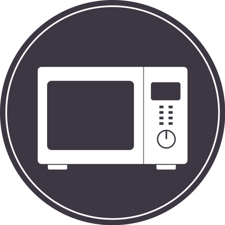 Microwave oven icon. Gray background. Kitchen appliances.のイラスト素材