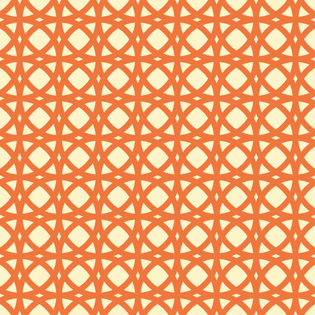 Vector geometric intersect orange circle seamless pattern. Light yellow background.のイラスト素材