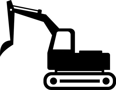 Excavator silhouette icon sign. Signs and symbols.のイラスト素材