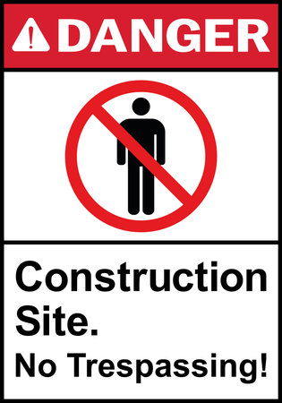 Construction site. No trespassing danger sign. Construction signs and symbols.のイラスト素材
