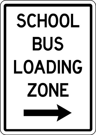 School bus loading zone sign. Traffic signs and symbols.