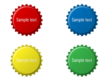 Four bottle cap illustration with sample textのイラスト素材