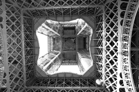 Inner structure of the Eiffel Tower in Parisの写真素材