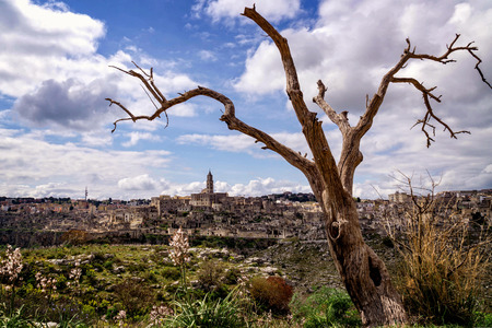 Beautiful panorama of the city of Matera in southern Italyの写真素材