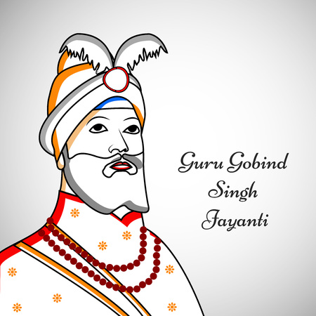 Illustration of Guru Gobind Singh for Guru Gobind Singh Jayantiのイラスト素材