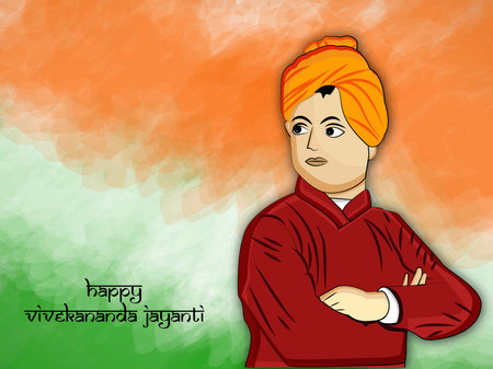 Illustration of Swami Vivekanada for Vivekanada Jayantiのイラスト素材