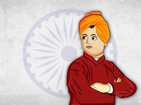 Illustration of Swami Vivekanada for Vivekanada Jayantiのイラスト素材